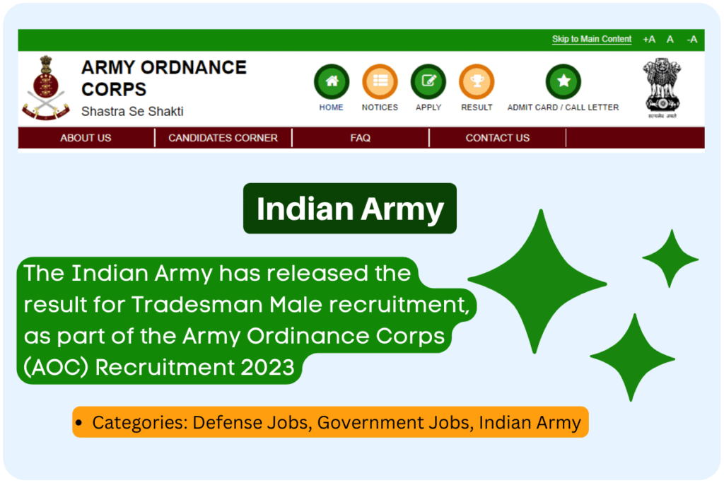 Indian Army Tradesman Mate Result Declared | AOC Recruitment 2023 ...