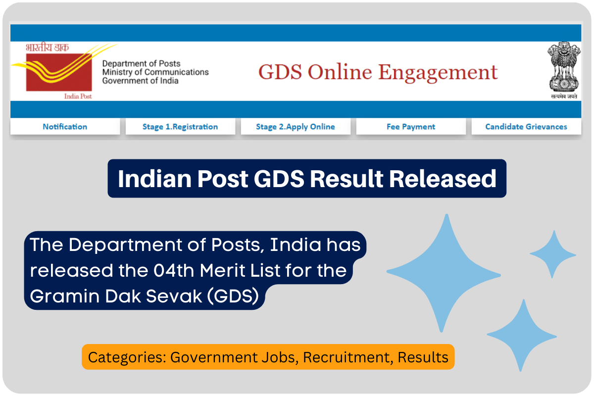 Indian Post GDS Result 2023 India Post GDS 04th Merit List 2023 Released-min